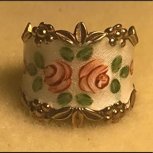 Vintage Sterling ESPO Guilloche Rose Cigar Ring